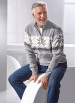 Troyer mit Norwegermuster SILBERGRAU MELIERT-ECRU