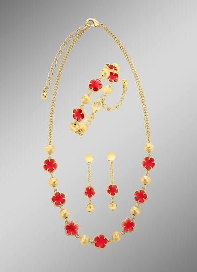 Schmuckset, 3-teilig, im Blumendesign 