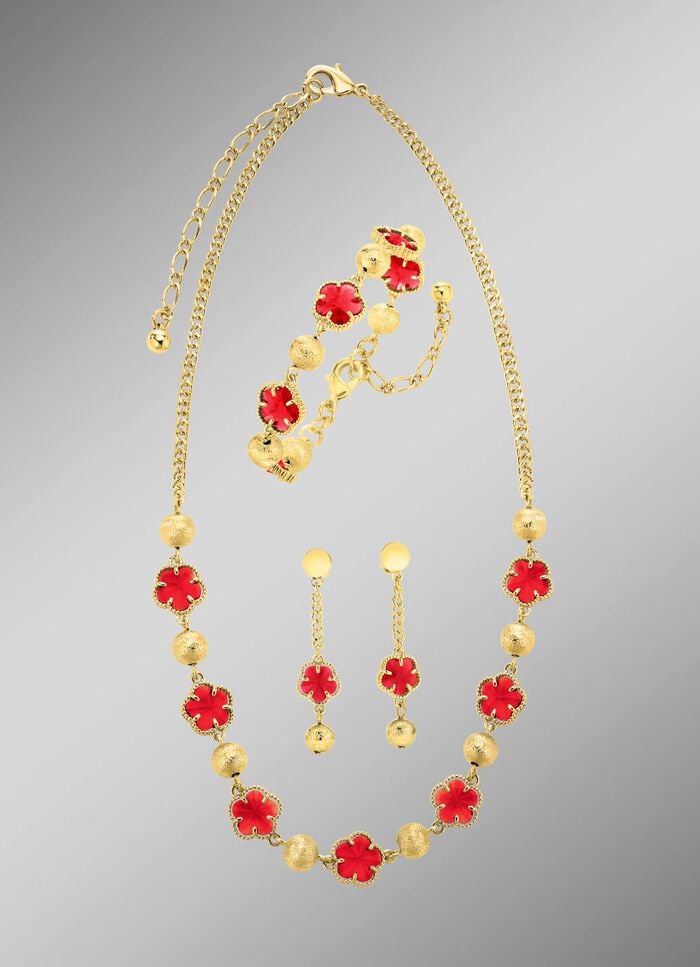 Schmuckset, 3-teilig, im Blumendesign 