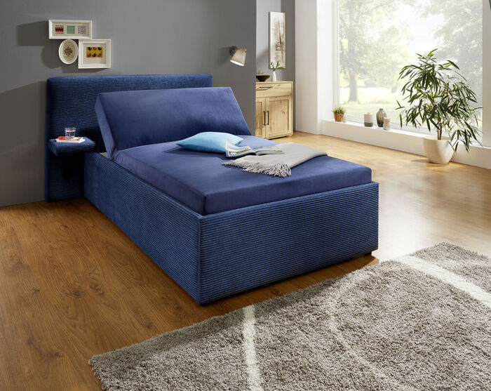 Polsterbett mit praktischer Ablage BLAU