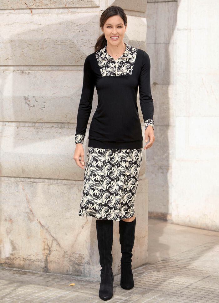 Shirt mit kontrastfarbenem Umlegekragen 