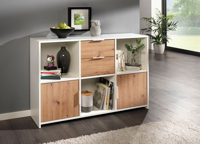 Trendige M&ouml;belserie WEISS/EICHE-ART.