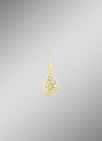 Eleganter Anh&auml;nger im Blumendesign mit S&uuml;&szlig;wasser-Zuchtperlen 