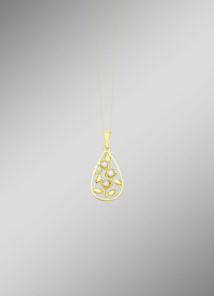 Eleganter Anh&auml;nger im Blumendesign mit S&uuml;&szlig;wasser-Zuchtperlen 