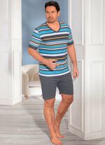 Shorty mit V-Ausschnitt und Ringeldessin 