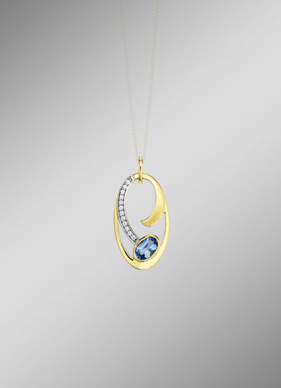 Anhänger mit Blautopas und Zirkonia 