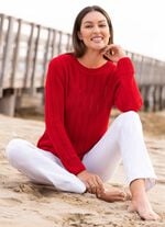 Pullover mit Ajourstreifen KIRSCHROT