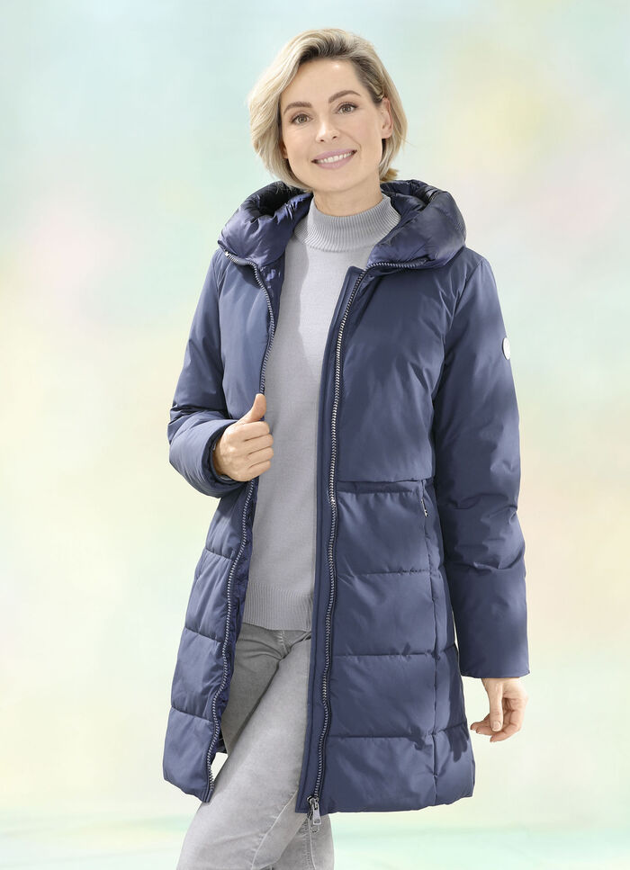 Funktions-Longparka mit gesteppten und glatten Partien 