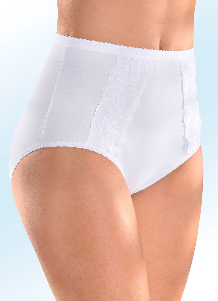 Viererpack Slips mit elastischen Spitzenbes&auml;tzen 