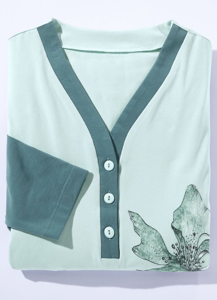 Zweierpack Nachthemden mit Knopfleiste und platziertem Druck 