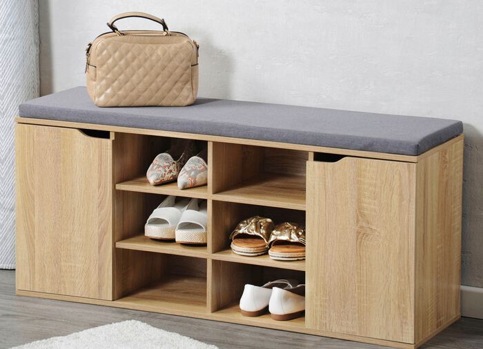 Schuhbank mit Sitzkissen EICHE-SONOMA