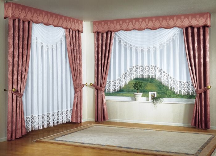 Store mit Plauener Spitze WEISS