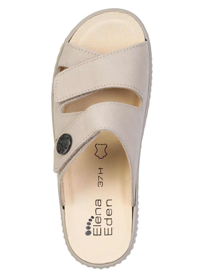 ELENA EDEN, bequeme Damen-Pantoletten, Weite H, mit herausnehmbarem Fu&szlig;bett BEIGE