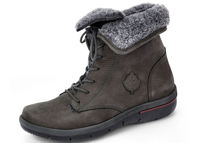 Waldläufer Schnür-Stiefelette mit kuscheligem Webpelzkragen 