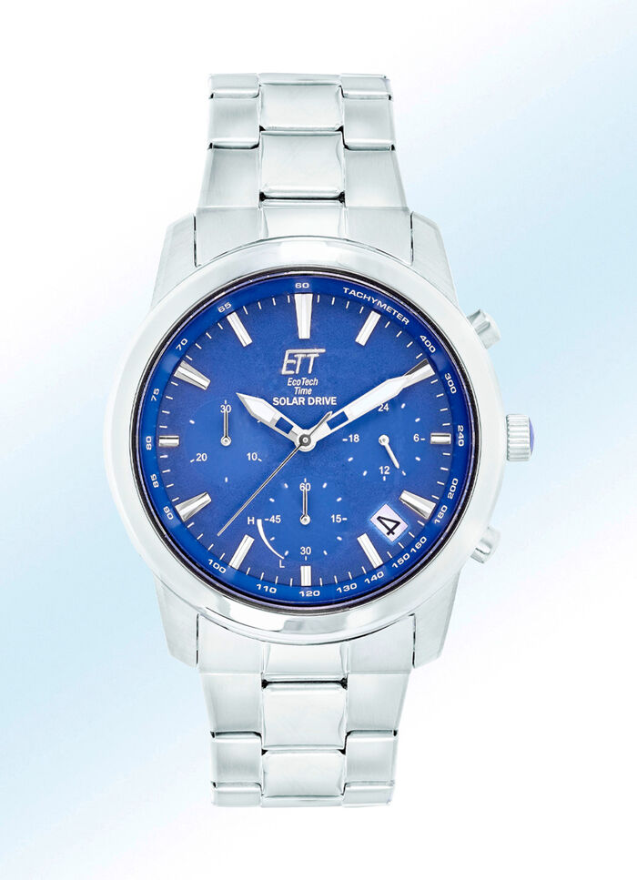 ETT-Solar-Herrenuhr mit Edelstahlgeh&auml;use und Edelstahlband 