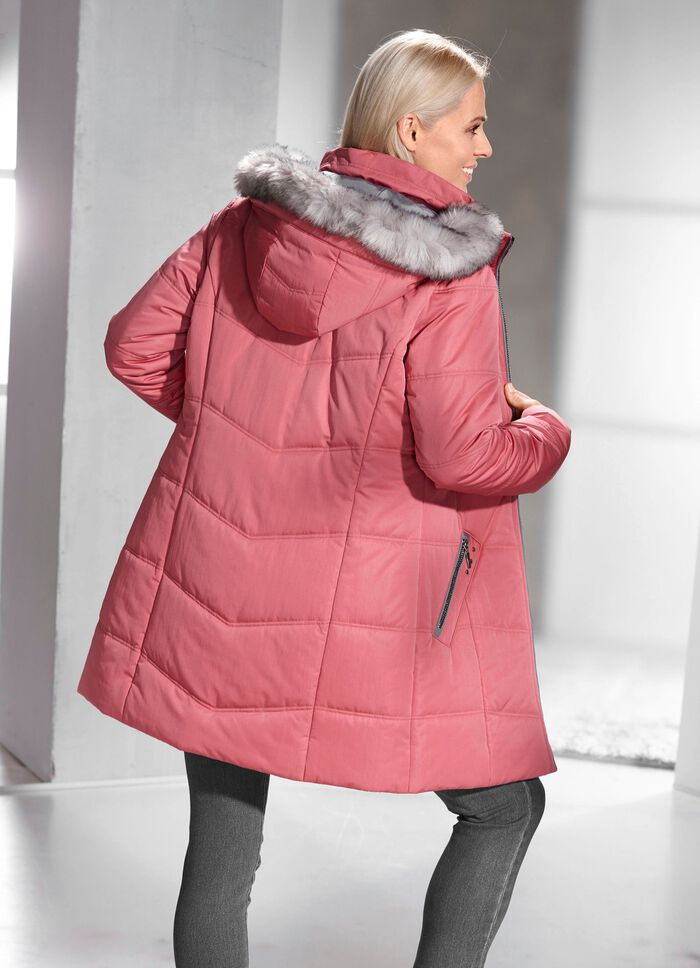 Longjacke mit abnehmbarem Kunstpelz-Besatz 