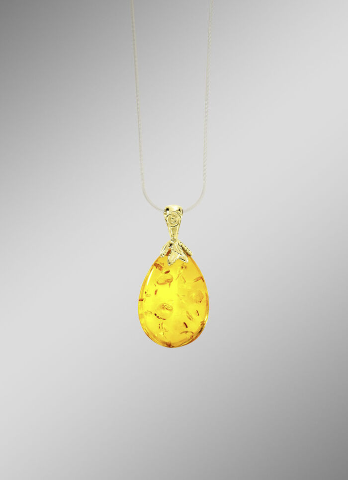Ein Tropfen des Lichts – Anhänger mit echt Bernstein! 