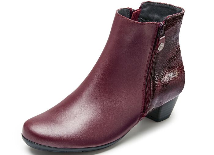 ELENA EDEN, elegante Damen-Stiefeletten, Weite G, mit herausnehmbarem Fu&szlig;bett BURGUND