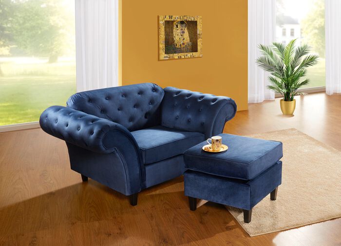 Au&szlig;ergew&ouml;hnliche Polsterm&ouml;bel auf stabilem Holzgrundgestell BLAU