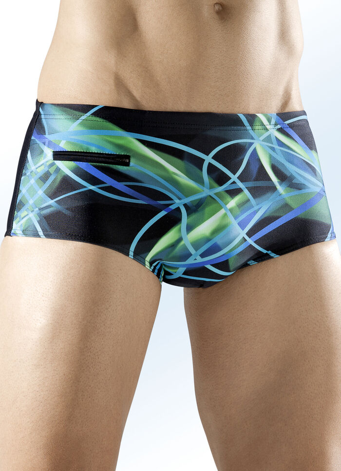 Schwab Badehose in h&ouml;herer Slipform mit buntem Druckdessin 