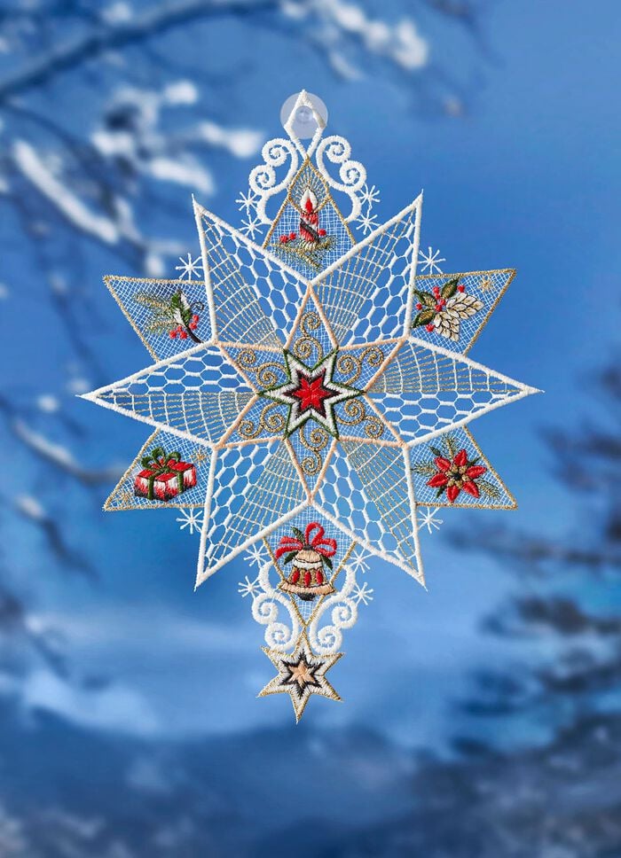 Fensterbild aus Plauener Spitze 