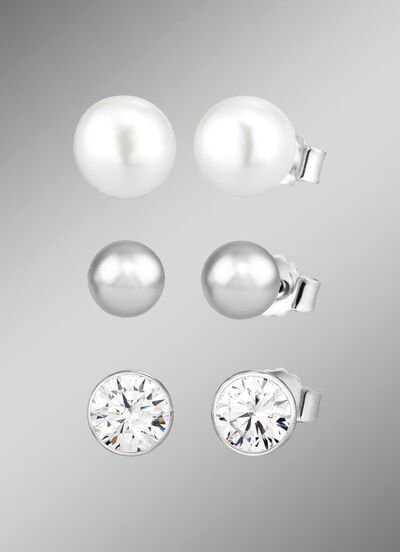Elegantes Ohrstecker-Set aus Silber, 3 Paar 