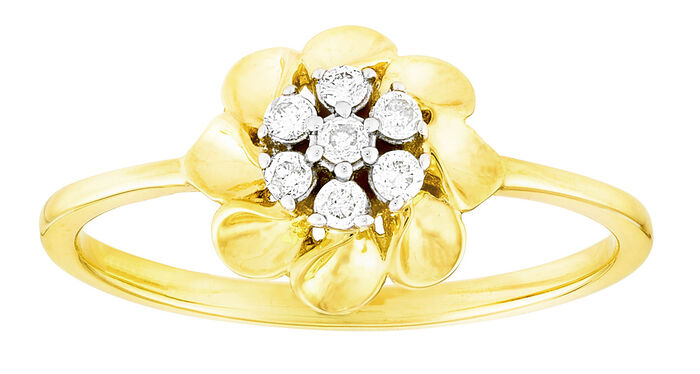 Schicker Damenring in Bl&uuml;tenform mit 7 Brillanten 