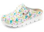 Klassische Damen-Clogs, mit anatomisch, gepolstertem Fu&szlig;bett WEISS-BUNT