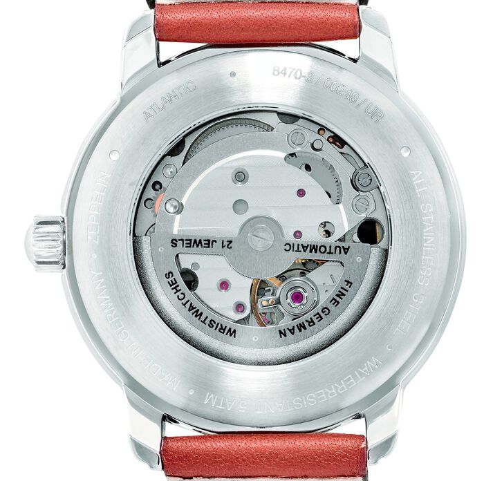 Zeppelin-Automatik-Herrenuhr mit Edelstahlgeh&auml;use und Lederband 