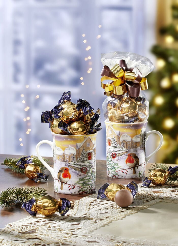 Wintertassen  mit Pralinen 