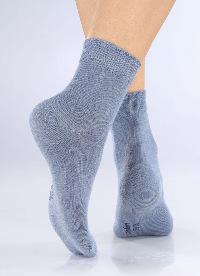 Fünferpack Socken mit extraweichem Komfortbund 3X JEANSBLAU MELIERT, 2X MARINE