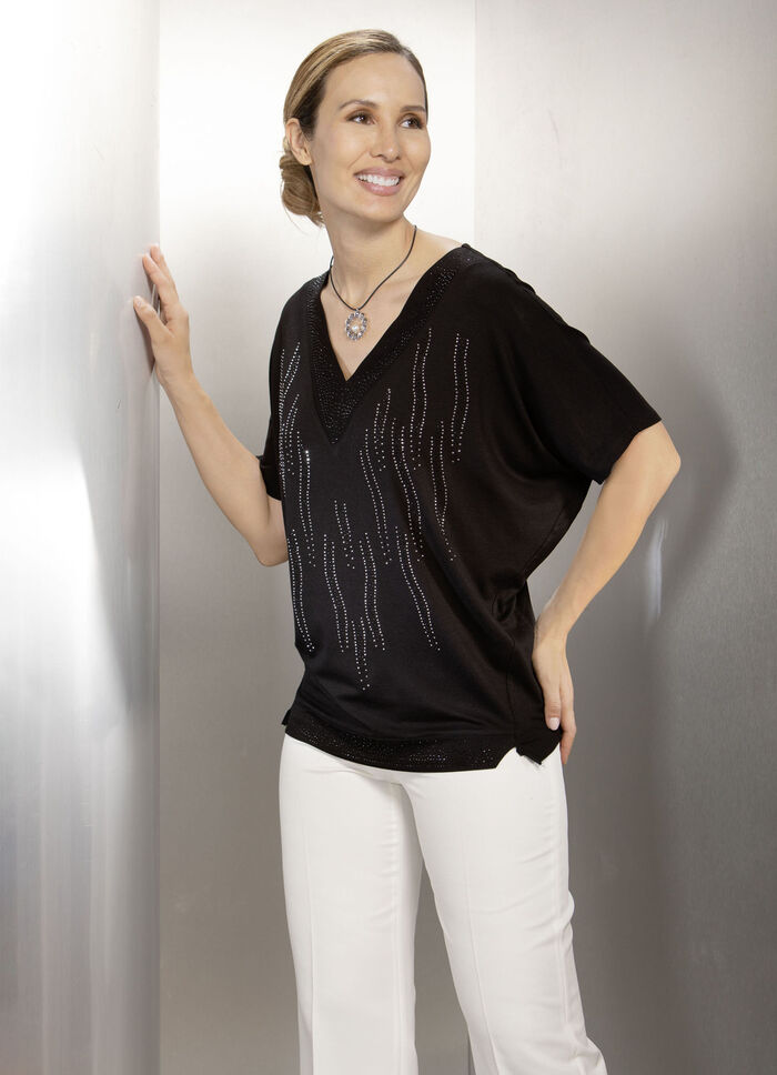 Poncho-Tunika mit Ziersteinen 