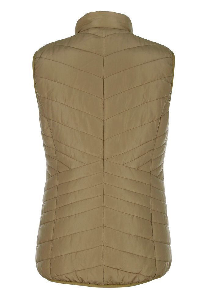 Steppweste mit Kontrastpaspelierung SCHILFGR&Uuml;N