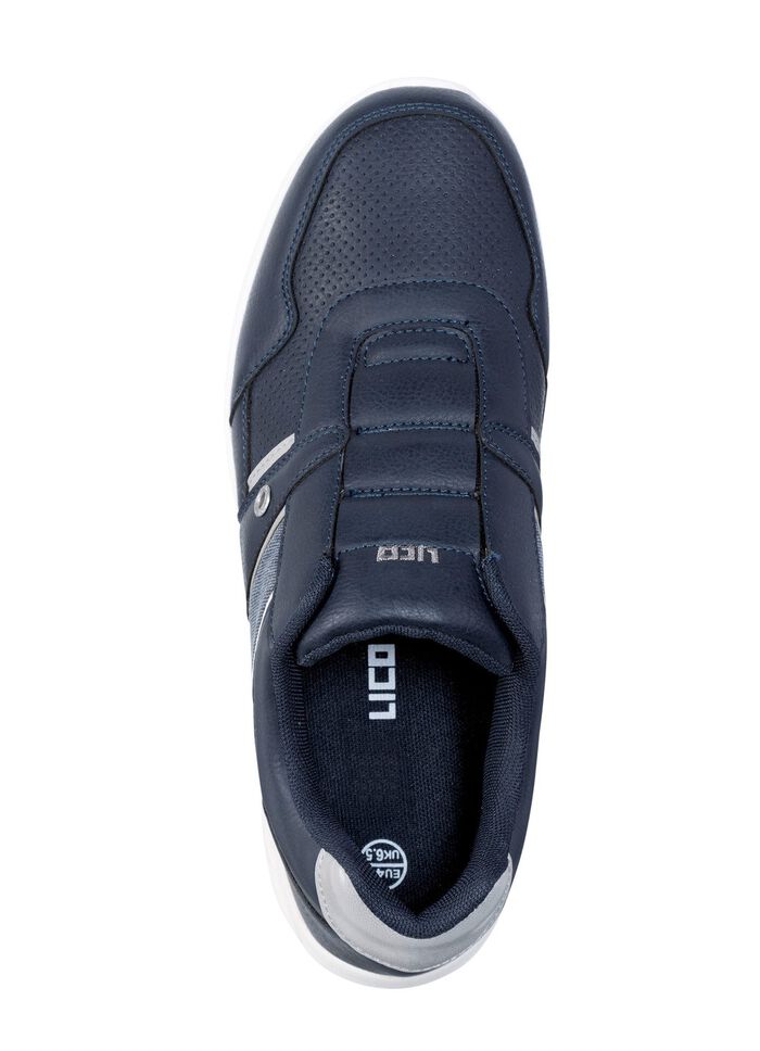 Slipper aus Synthetik mit Textil-Eins&auml;tzen MARINE-GRAU