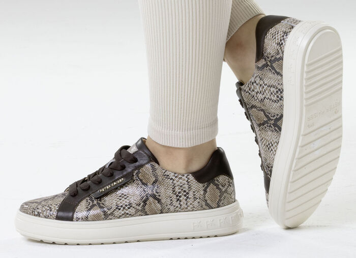 Peter Kaiser, modische Damen-Sneaker, mit herausnehmbarem Fußbett TAUPE-MOKKA