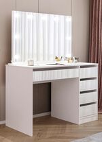 Schminktisch mit LED-Beleuchtung WEISS HOCHGLANZ