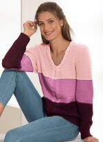 Pullover in Color-Blocking ROSA-ROSÉ-BORDEAUX