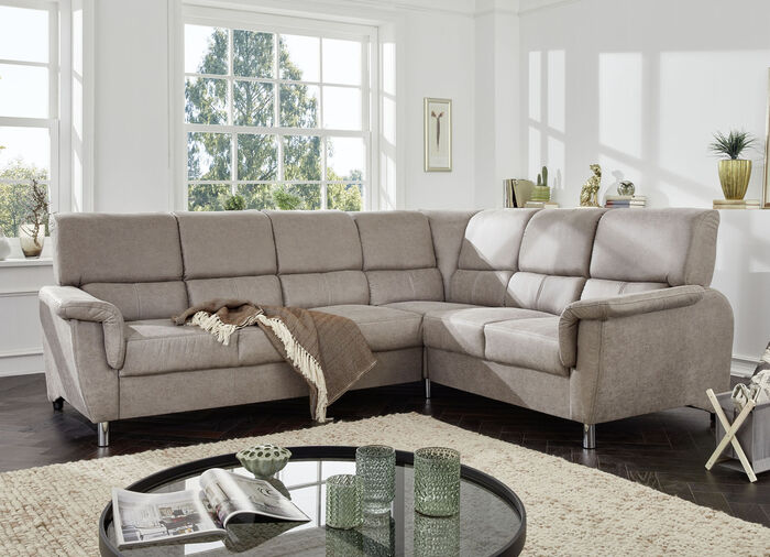 Frei im Raum aufstellbare Polsterecke mit bequemer Federkern-Polsterung HELLGRAU