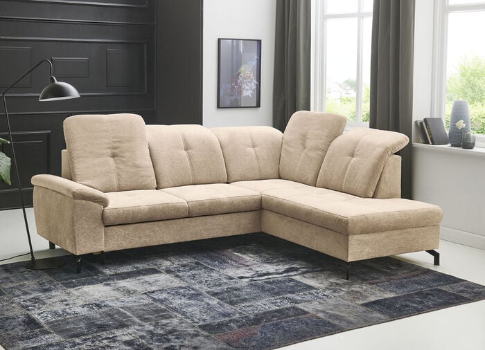 Moderne Polsterecke mit Bettfunktion und Bettkasten BEIGE