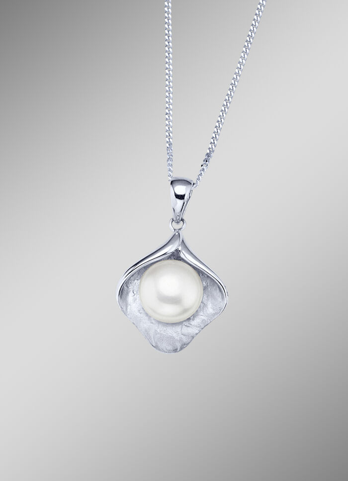 S&uuml;&szlig;wasser-Zuchtperlen Anh&auml;nger mit Panzerkette 