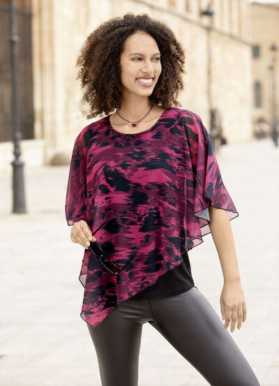 Poncho-Tunika mit eingearbeitetem Top 