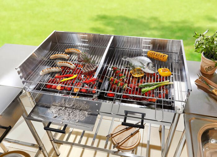 Outdoor-K&uuml;che aus Edelstahl SILBER