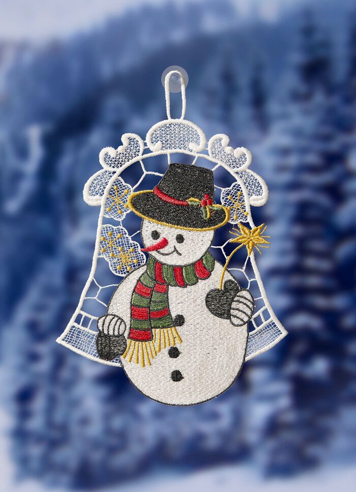 Fensterbild mit Schneemann-Motiv 