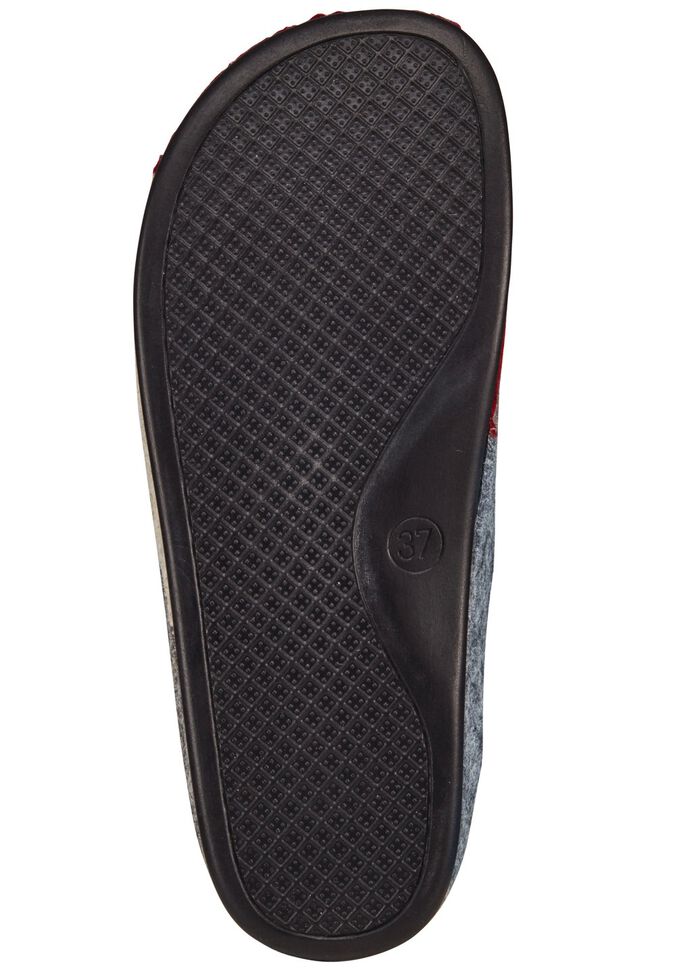 Laurina, klassische Damen-Hausschuhe, Weite H, mit anatomisch geformtem Fu&szlig;bett GRANATROT-ECRU-GRAU