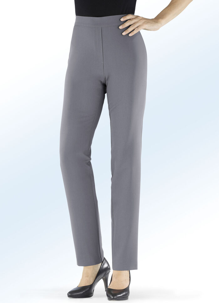 Hose mit r&uuml;ckw&auml;rtigem Dehnbund-Einsatz MITTELGRAU
