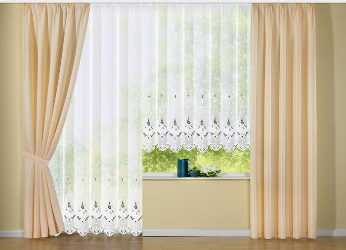 Blumenfenster-Store mit Universalschienenband 