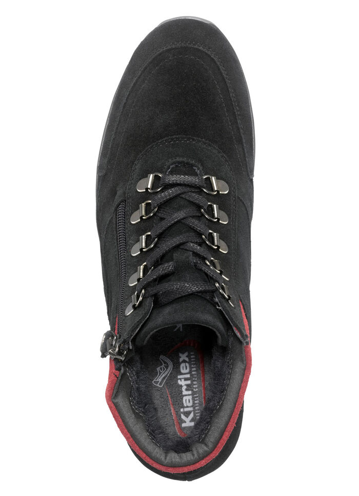 Schnür-Bootie mit praktischem Seiteneißverschluss SCHWARZ-ROT