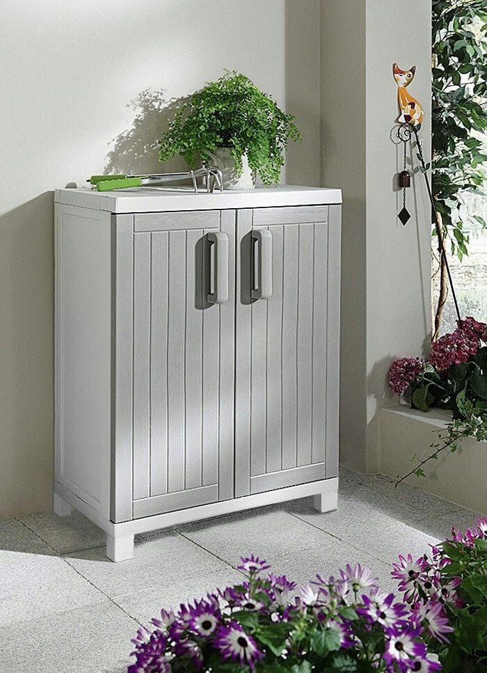 Aufbewahrungs-Schr&auml;nke aus Polypropylen GRAU