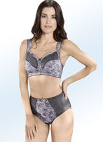 Miss Mary Slip mit elastischen Spitzeneins&auml;tzen GRAFIT-WEISS