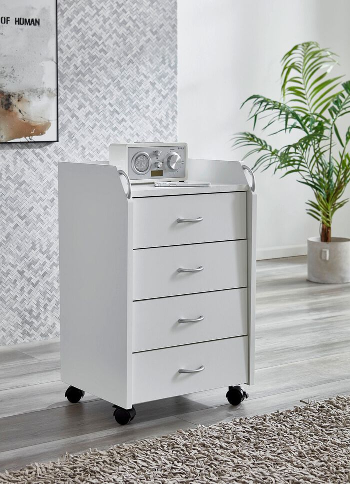 Rollcontainer mit 4 Schubladen WEISS